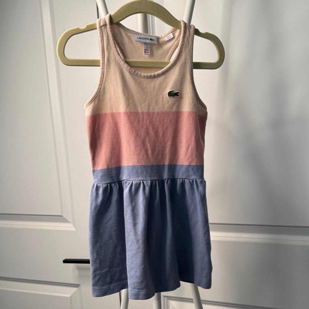 Lacoste Pink and Blue Sleeveless Dress - Sz 3